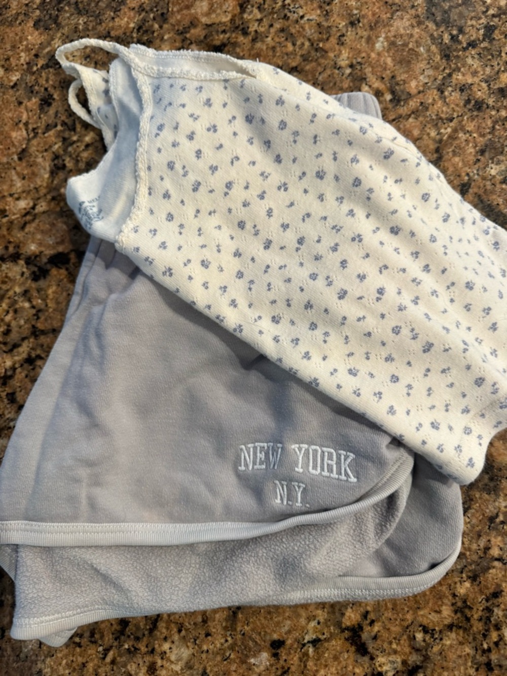 Brandy Melville Light Gray and White Floral Kids Matching Set